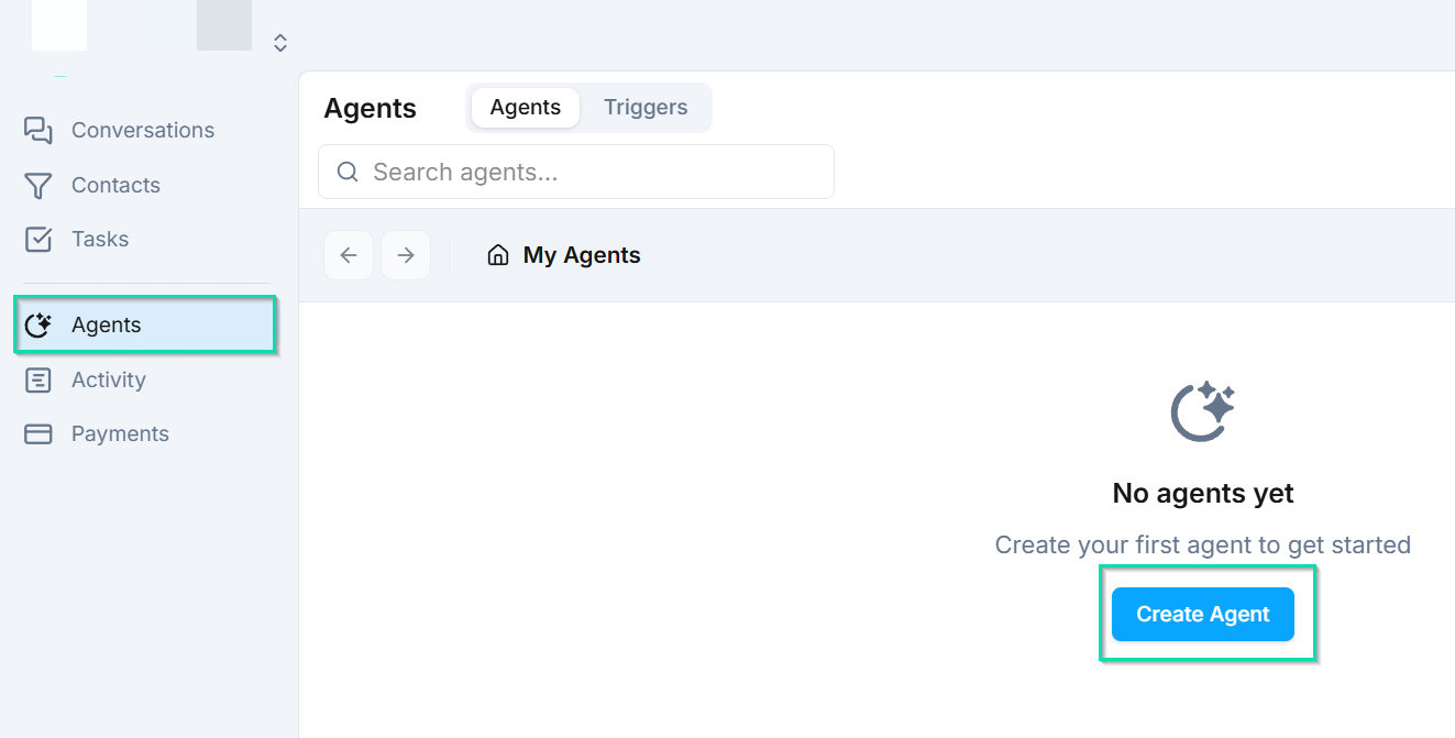 Opening the Agent Builder